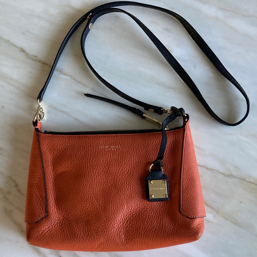 Henri Bendel Orange Crossbody Bag with Black Strap